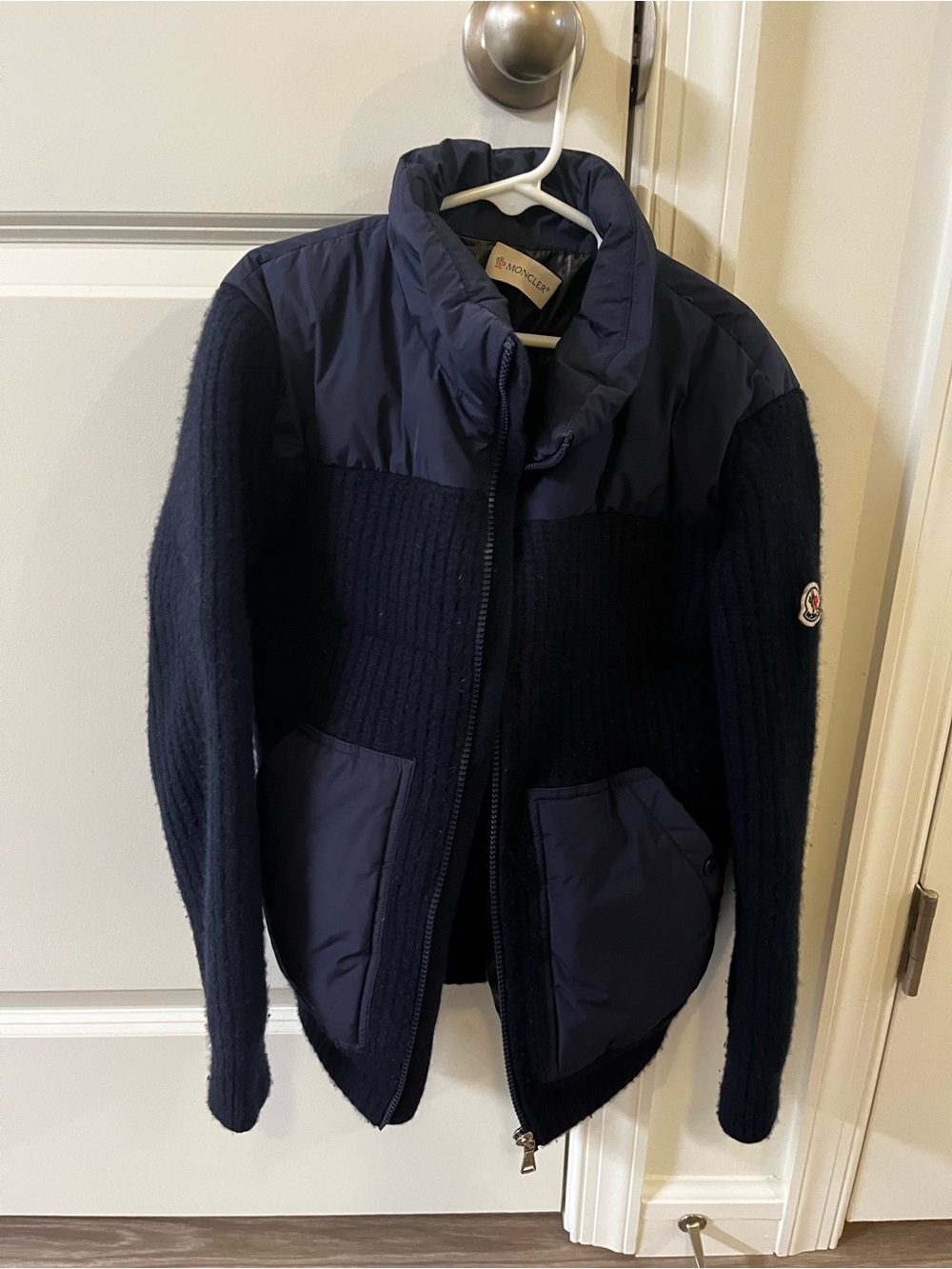 Moncler Navy Knit and Puffer Hybrid Jacket